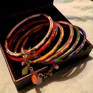 Vintage Real Asian Cloisonné Enamel Bracelet set